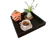 Dienblad Sanne -Teak - 40x40 cm - Zwart