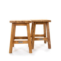 Teak Houten Mini Bank Carola &ndash; 30 x 30 x H 45 cm