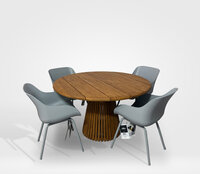 Hartman Sophie Rondo Organic Misty Grey / Lestari &Oslash;130 cm &ndash; 5-delige dining tuinset