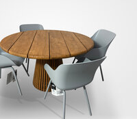 Hartman Sophie Rondo Organic Misty Grey / Lestari &Oslash;130 cm &ndash; 5-delige dining tuinset