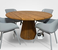 Hartman Sophie Rondo Organic Misty Grey / Lestari &Oslash;130 cm &ndash; 5-delige dining tuinset