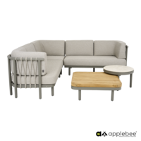 Apple Bee Maui 5-delige loungeset - taupe - rope midgrey (incl. Bee Wett cushion Smoked Grey)