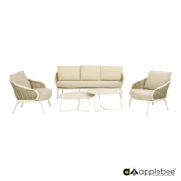Apple Bee Pine key 5-delige loungeset 190 cm - Oyster - (incl. Bee Wett cushion Cotton Flower)