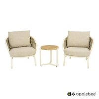Apple Bee Pine key 3-delige lounge balkonset - Oyster - (incl. Bee Wett cushion Cotton Flower)