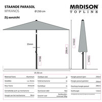 Madison Mykanos push-up parasol &Oslash;250 cm - Taupe (excl. voet)