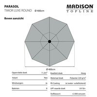 Madison Timor Luxe stokparasol &Oslash;400 cm &ndash; Ecru (excl. voet)