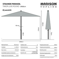 Madison Timor Luxe stokparasol &Oslash;400 cm &ndash; Ecru (excl. voet)