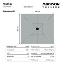 Madison Moraira Push-up stokparasol 230 &times; 230 cm &ndash; Ecru (excl. voet)