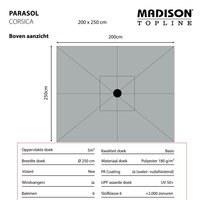 Madison Corsica Push-up stokparasol 200x250 cm &ndash; Ecru (excl. voet)