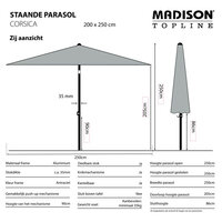 Madison Corsica Push-up stokparasol 200x250 cm &ndash; Ecru (excl. voet)