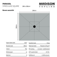 Madison Syros Luxe stokparasol 280 &times; 280 cm &ndash; Grey (excl. voet)