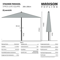 Madison Syros Luxe stokparasol 280x280 cm &ndash; Taupe (excl. voet)