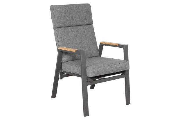 SenS-Line Milano verstelbare tuinstoel - Verstelbare tuinstoel -Teaklook-Grijs