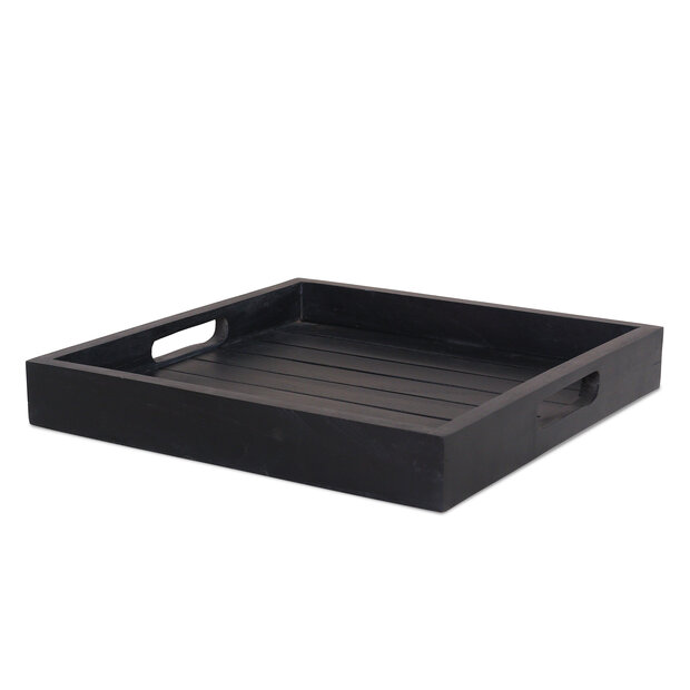Dienblad Sanne -Teak - 40x40 cm - Zwart