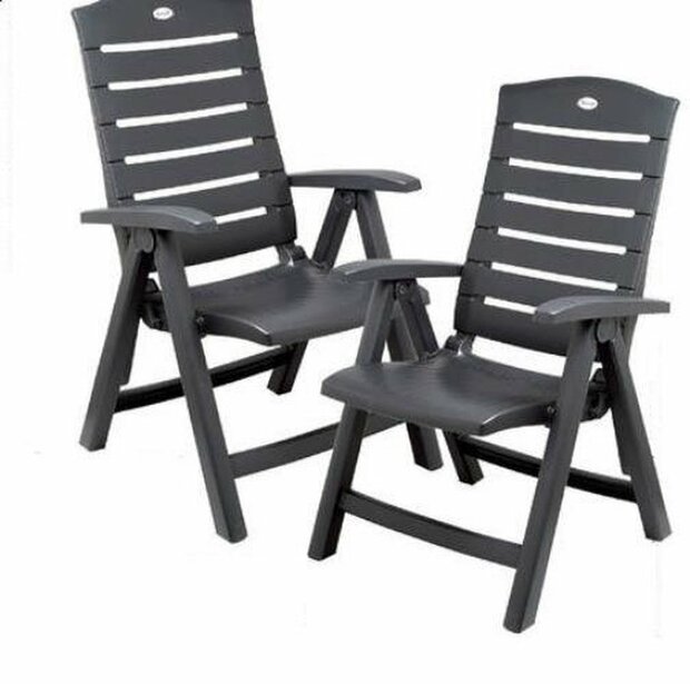 Hartman Florion Recliner Royal Grey - Set van 2 Stuks - Verstelbare Tuinstoel - 5 Standen Verstelbaar 