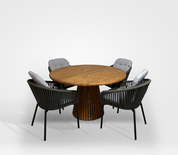 Hartman Arezzo/Lestari &Oslash;130cm 5-delige dining tuinset