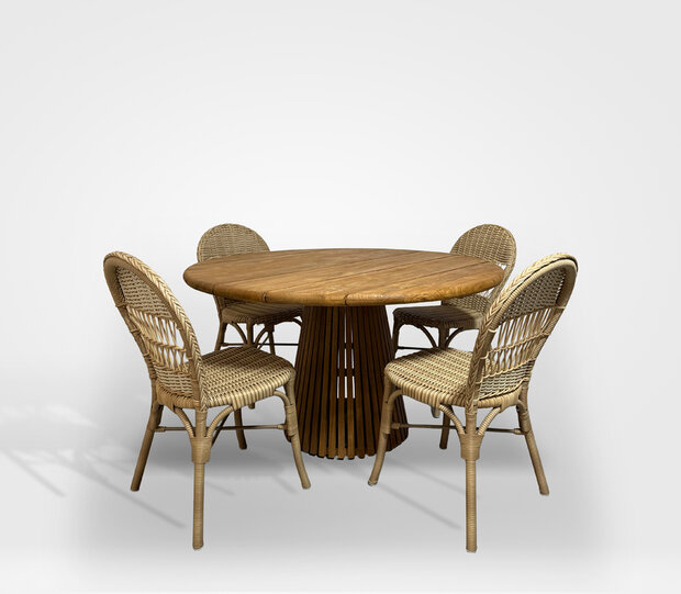 Timbra Parijs/Lestari &Oslash;130cm 5-delige dining tuinset 