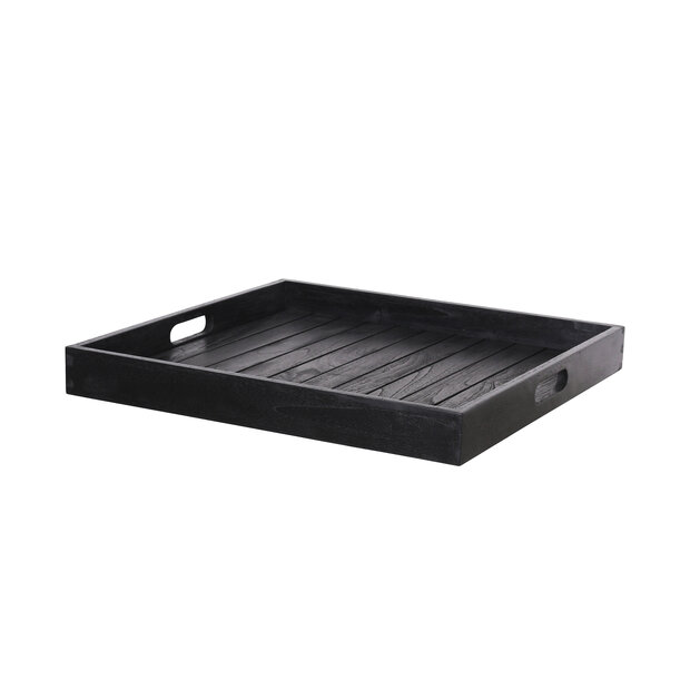 Teak Dienblad Sanne &ndash; Zwart Teak &ndash; 50 x 50 cm