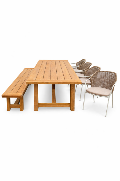 Barths Burano/Teguh 260 cm 6-delige dining tuinset met bank