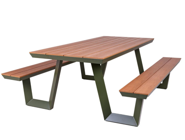 MaximaVida aluminium picknicktafel Bermuda 200cm - Olijfgroen