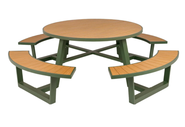 MaximaVida ronde aluminium picknicktafel Bermuda &Oslash;250cm - Olijfgroen