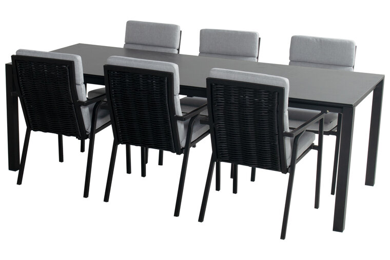 Hartman Matteo Uitschuifbare Tuintafel - Aluminium - Zwart - 180/250x100x74 cm