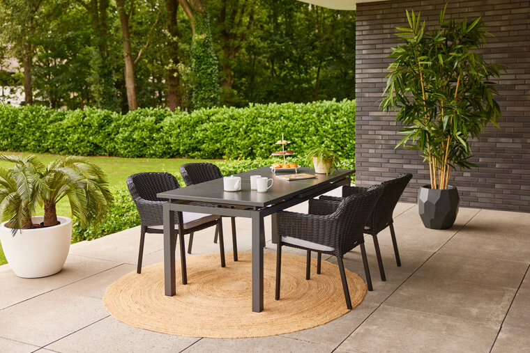Hartman Matteo Uitschuifbare Tuintafel - Aluminium - Zwart - 180x90 - 250x90x74cm