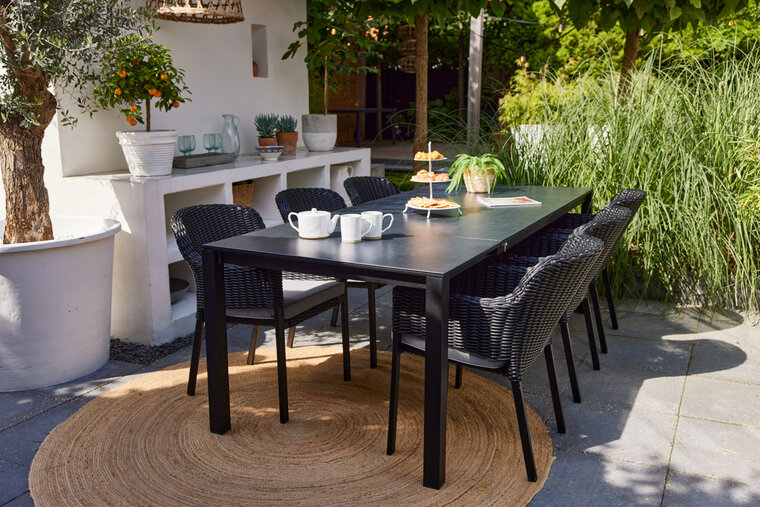 Hartman Matteo Uitschuifbare Tuintafel - Aluminium - Zwart - 180x90 - 250x90x74cm