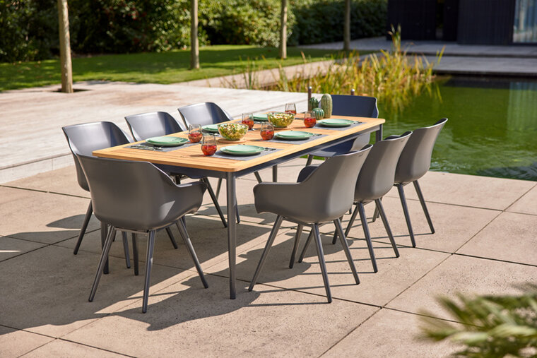 Hartman Silencio Aluminium Dining Tuintafel - Teak - 220x100x75cm