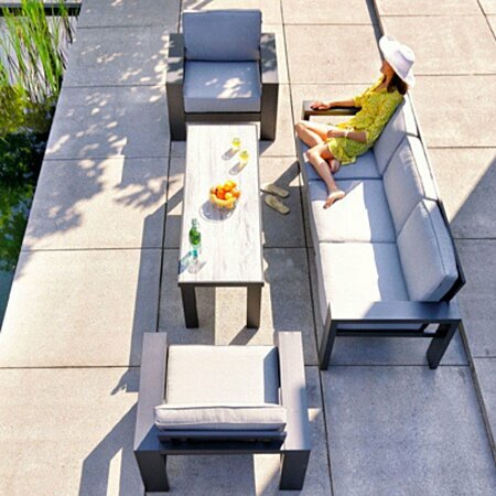 Hartman Titan 3-zitsbank - Aluminium - Grijs - 243x85x80cm