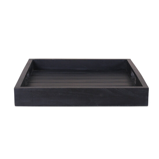 Dienblad Sanne -Teak - 40x40 cm - Zwart