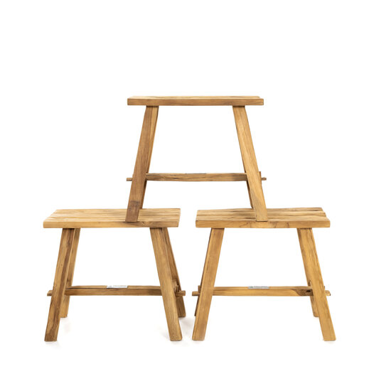 Teak Houten Mini Bank Yvon - 37x20x35 cm 