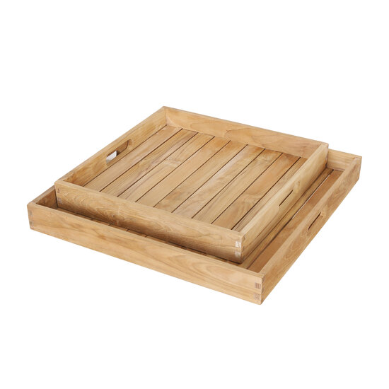 Teak dienblad Kirsten &ndash; gerecycled teak &ndash; 50 x 50 cm