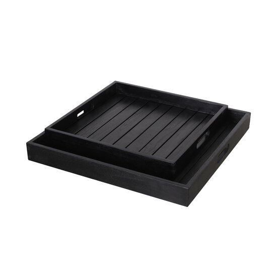 Teak Dienblad Sanne &ndash; Zwart Teak &ndash; 50 x 50 cm