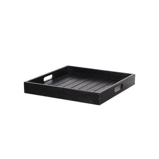 Teak dienblad Sanne &ndash; Zwart teak &ndash; 60 x 60 cm