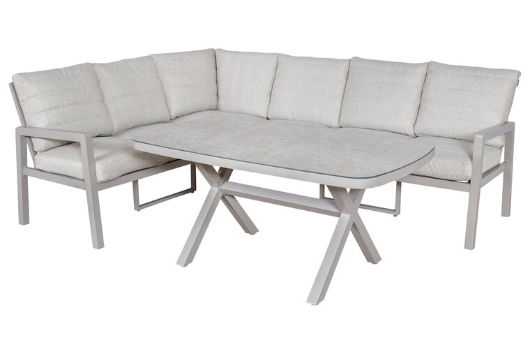 SenS-Line Jayson 3-delige loungeset &ndash; sand &ndash; aluminium &ndash; all weather kussens