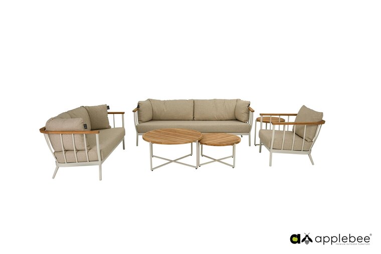 Apple Bee Condor 6-delige loungeset - Oyster - (incl. Bee Wett cushion Cotton Flower)