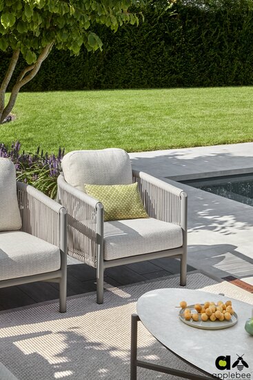 Apple Bee Bora Bora lounge tuinstoel - Taupe - rope weave Oak (incl. Bee Wett cushion Natural Oak)