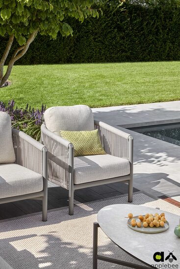 Apple Bee Bora Bora 5-delige loungeset - Taupe - rope weave Oak (incl. Bee Wett cushion Natural Oak)