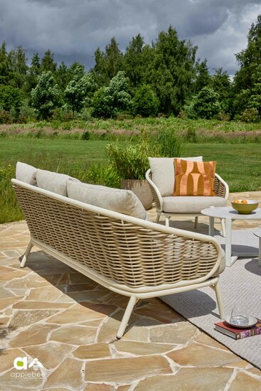 Apple Bee Pine key lounge tuinstoel - Oyster - (incl. Bee Wett cushion Cotton Flower)