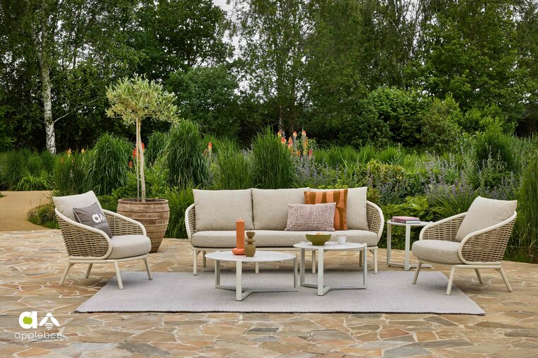 Apple Bee Pine Key lounge tafels (set van 2)  - Oyster - HPMS stone Cream