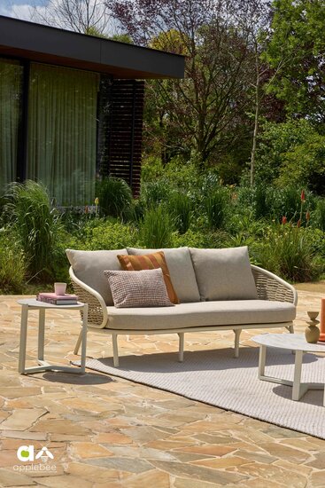 Apple Bee Pine Key lounge tuinbank 190cm - Oyster - (Incl. Bee Wett kussens Cotton Flower)