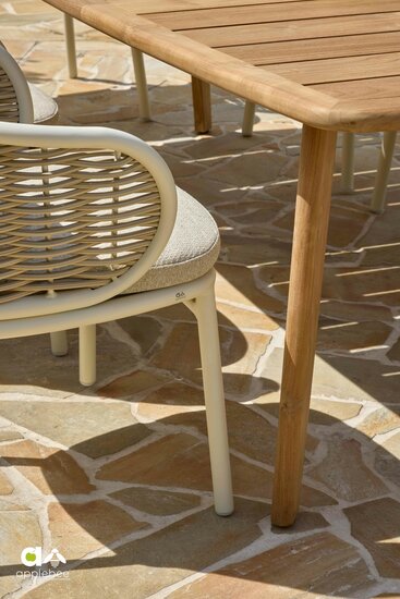 Apple Bee Pine Key dining tuinstoel - Oyster (Incl. Bee wett kussens Cotton Flower)