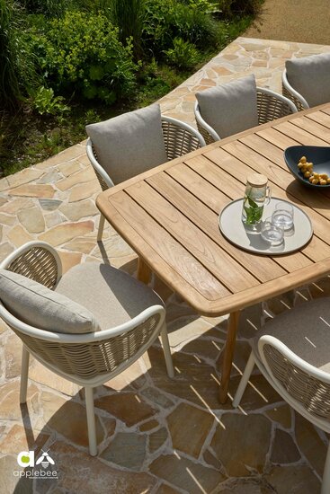 Apple Bee Pine Key dining tuinstoel - Oyster (Incl. Bee wett kussens Cotton Flower)