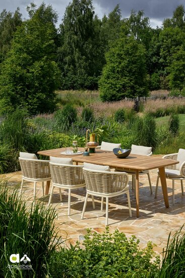 Apple Bee Pine Key dining tuinstoel - Oyster (Incl. Bee wett kussens Cotton Flower)