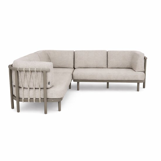 Apple Bee Maui 3-delige loungeset - taupe - rope midgrey (incl. Bee Wett cushion Smoked Grey)
