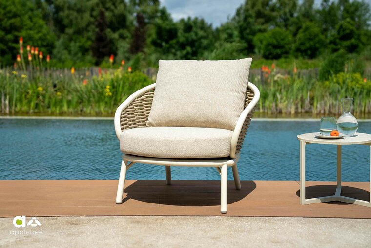 Apple Bee Pine key 3-delige lounge balkonset - Oyster - (incl. Bee Wett cushion Cotton Flower)