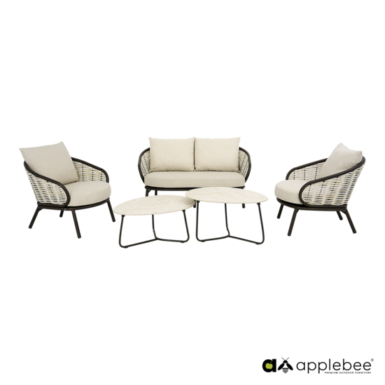 Apple Bee Pine key 5-delige loungeset 135 cm - Bronze - (incl. Bee Wett cushion Nature)