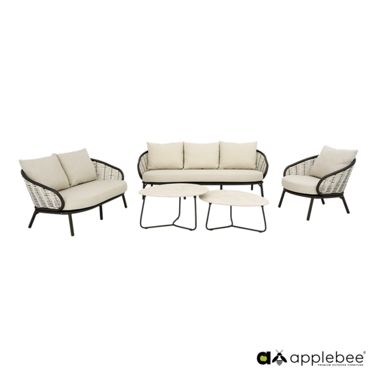 Apple Bee Pine key 5-delige loungeset stoel-bank - Bronze - (incl. Bee Wett cushion Nature)