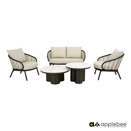 Apple Bee Pine key 5-delige loungeset 135 cm tonga - Bronze - (incl. Bee Wett cushion nature)